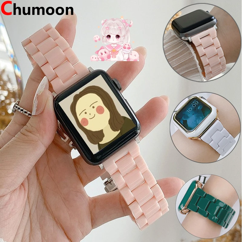 Candy Color Resin Strap For Apple Watch Ultra 2 49mm 45 41 42 44 40 mm Macaron Replace Wrist Bracelet Belt Watchband Accessories