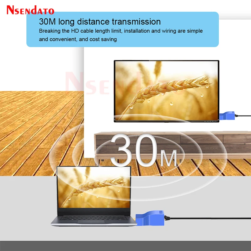 HDMI-Compatible to Ethernet Extender RJ45 30M 4K Extender HDMI-Compatible over CAT5e/6 Network LAN Cable Adapter For TV HDPC PS3