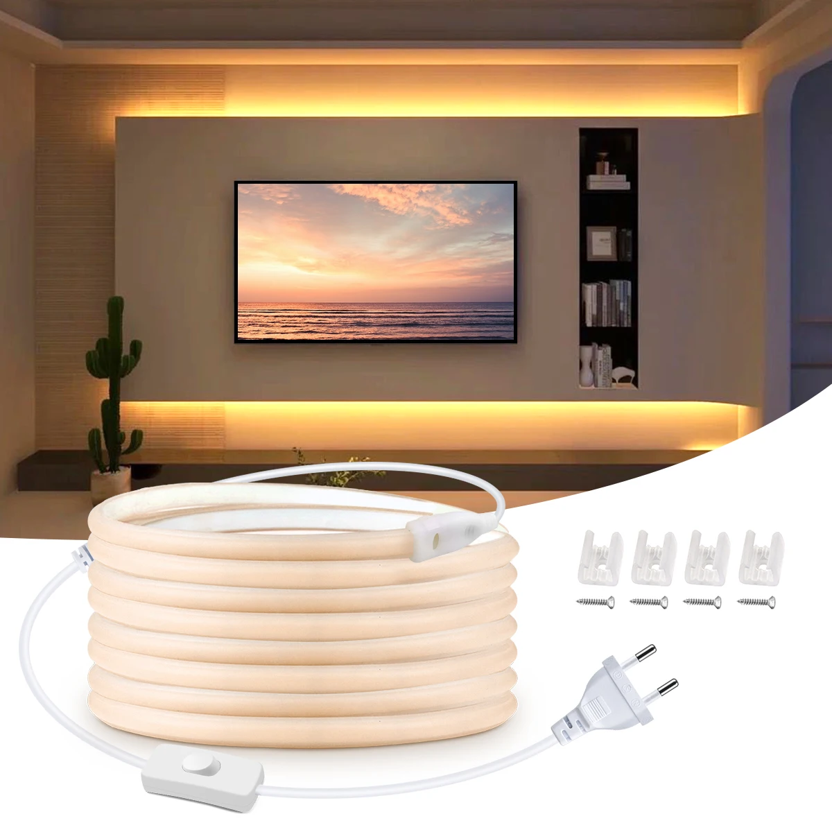 LED 리본 고휘도 COB LED 스트립, 유연한 방수 조명, 실내 야외 정원 조명, 3000K, 4000K, 6000K, 110V, 220V