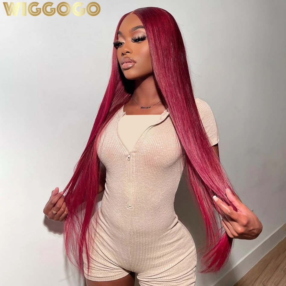 

Wiggogo 99J Burgundy 13X6 Hd Lace Frontal Human Hair Wig 13X4 Straight Lace Front Wigs Human Hair Colored Red Wig Glueless Wigs