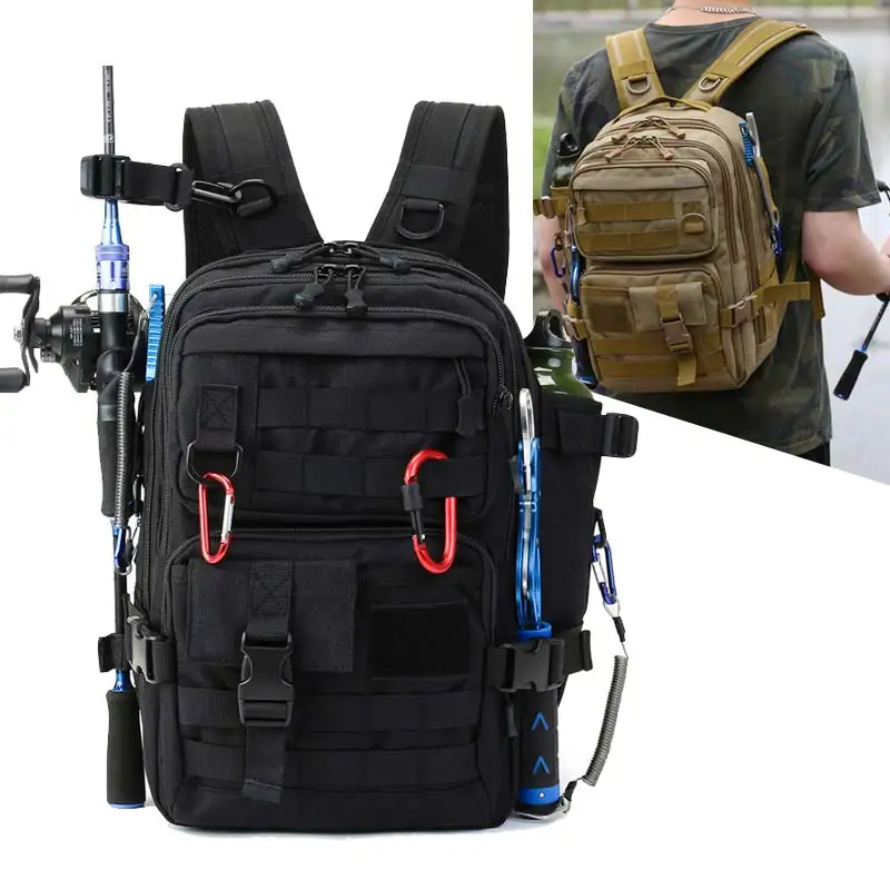 

Pesca Fishing Tackle Backpack with Rod Holders Waterproof Large Capacity Tactical Bags Fishing Lures Gear Storage Shoulder Bag