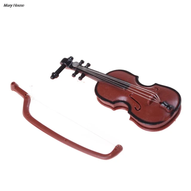 1/12 Dolls House Miniature Plastic Violin Music Instrument Model