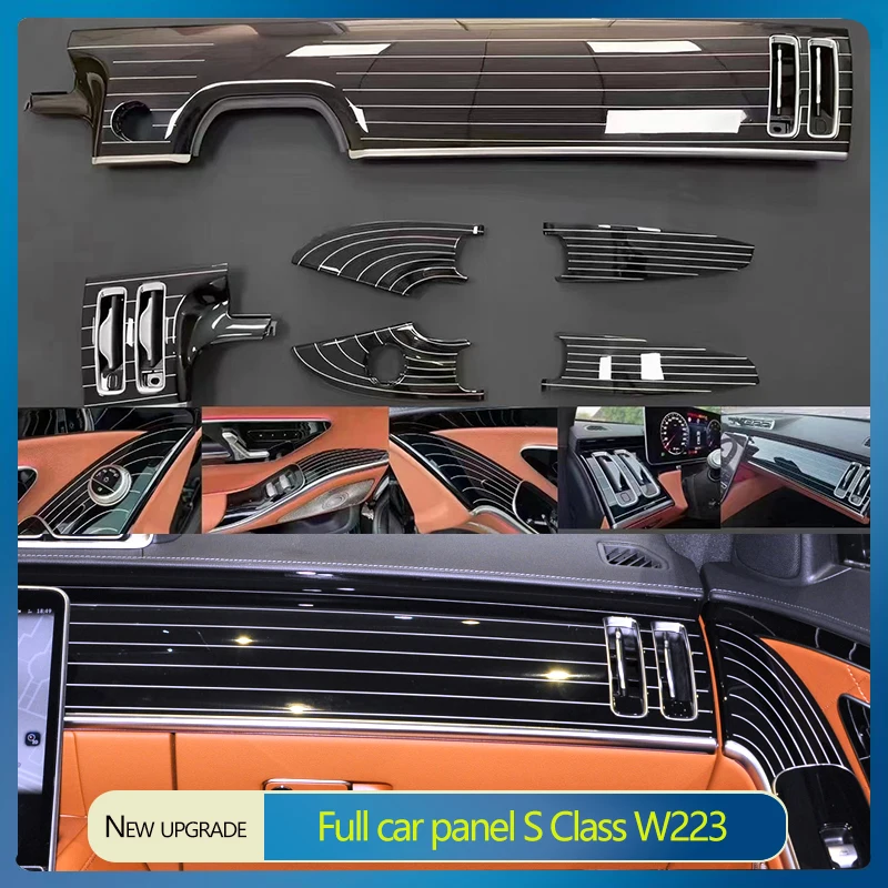 

Piano Black Sport Style Interior 6 piece Set For Mercedes Benz S class W223S450L S400L S500LPanel Cover Replacement Car Styling