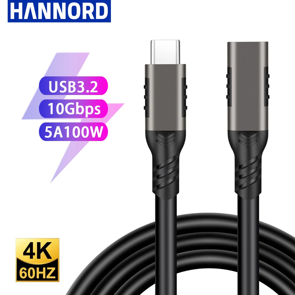 Cable de extensión USB tipo C 3,2, 100W, PD 5A, 4K @ 60Hz, 10Gbps, Thunderbolt 3, para Xiaomi, Huawei, Switch, 0,5 M, 1M, 2M