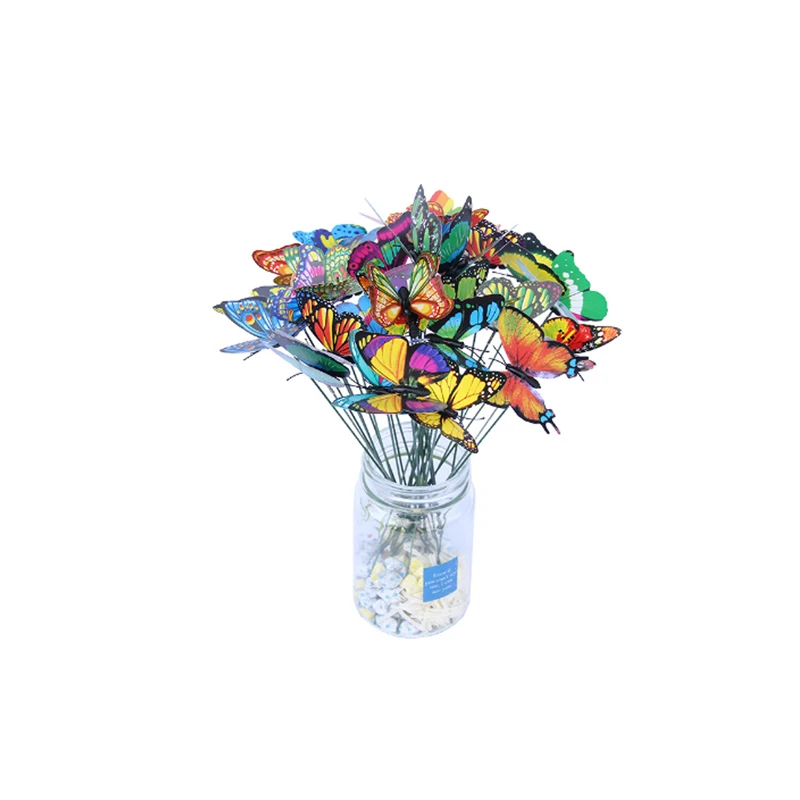 Butterfly Decoration 24PCS 10PCS 3D PVC Simulation Outdoor Garden Creative Floral Pole Color Random
