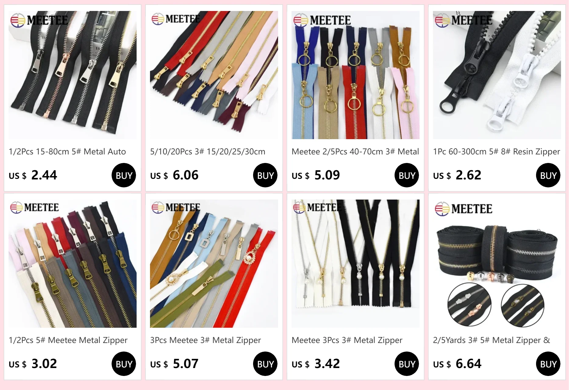 Description Picture 2 of item5# Metal Zipper for Jackets 40/50/60/70/80cm Single Open Silver Teeth Zip Clothes Sewing Closures Zippers Repair Kit 2/5/10 Pack