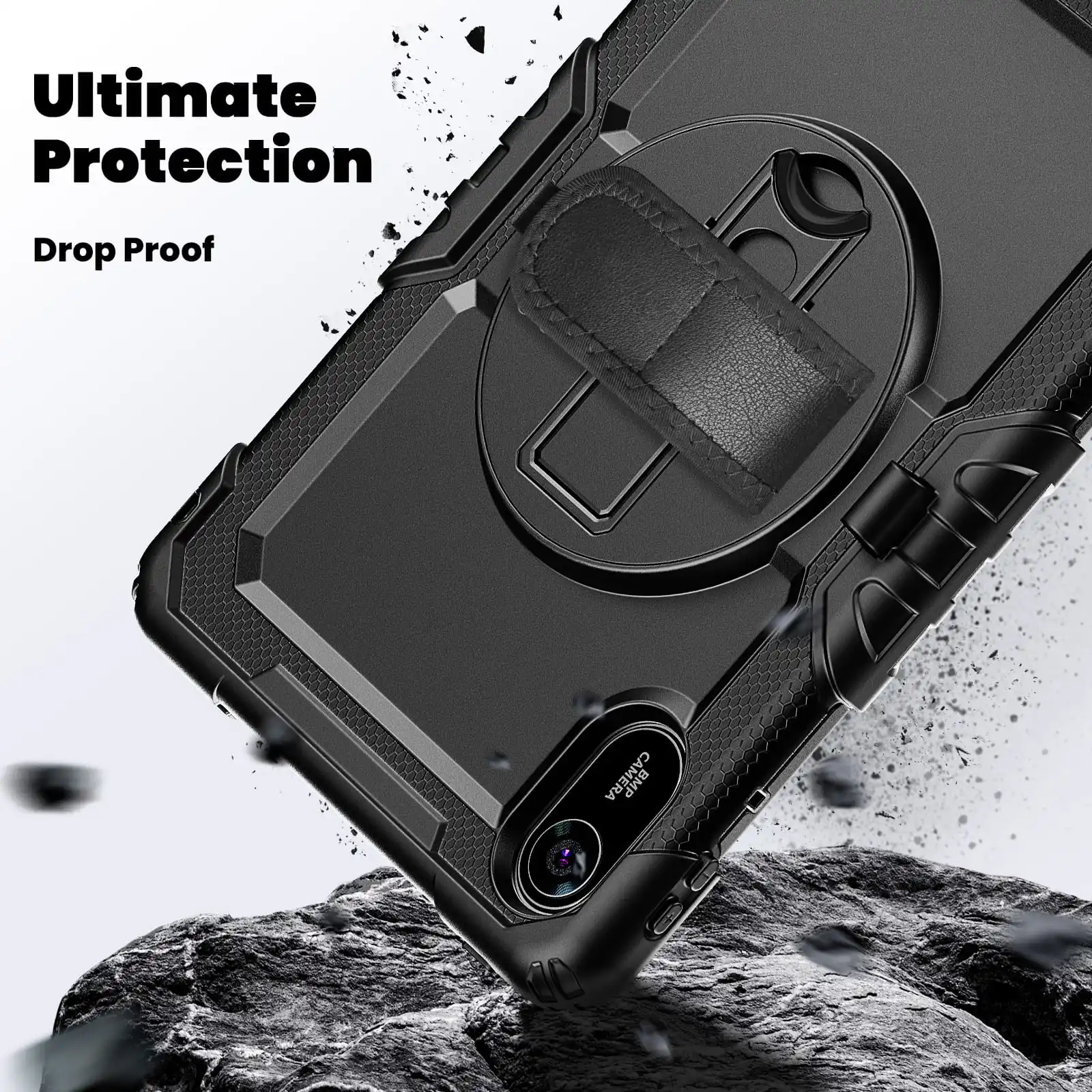 Ultimate Shockproof Case with 360° Rotating Stand & Shoulder Strap – Full Protection