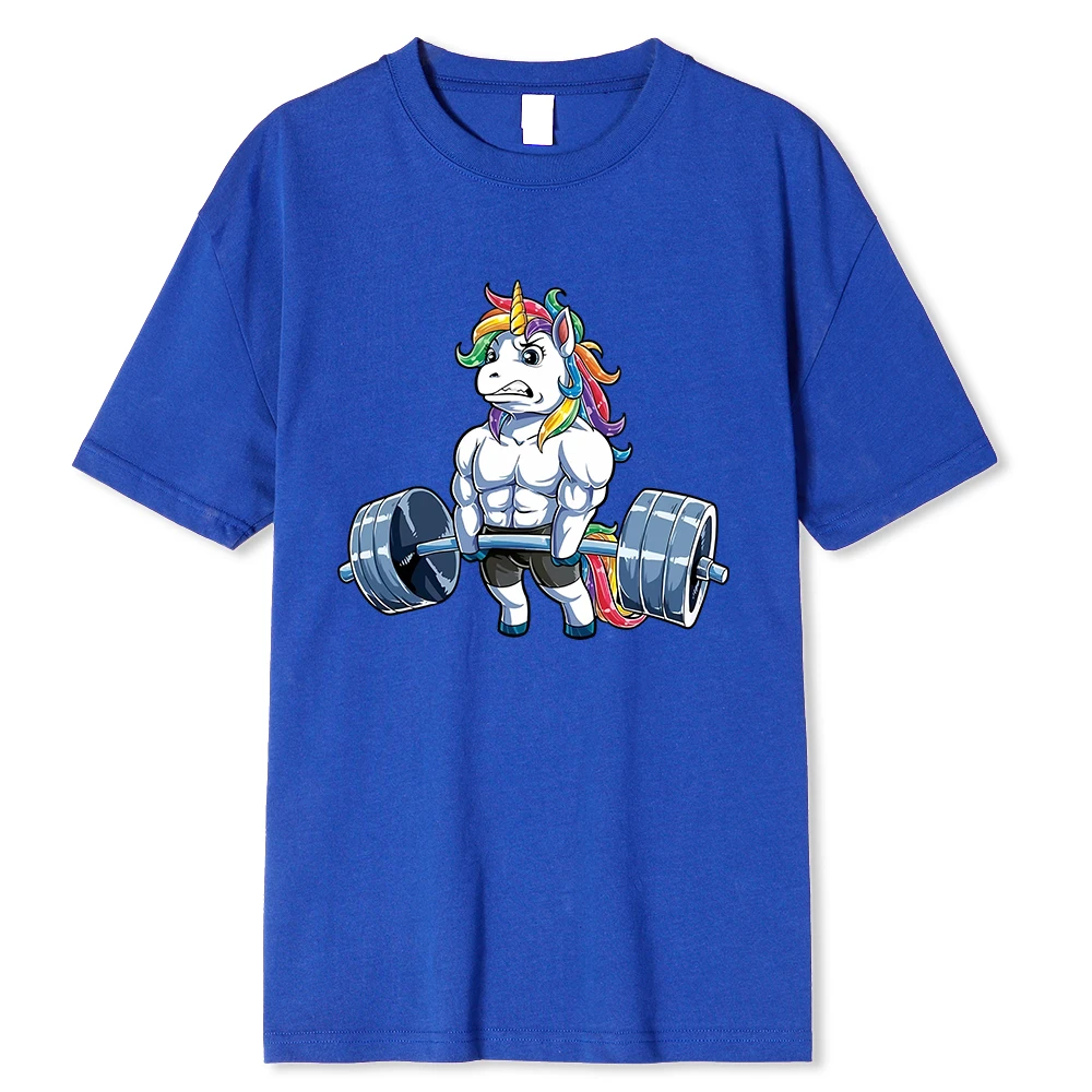 Divertente Palestra Unicorno Fiess Bodybuilding Girocollo T Shirt Uomo Casual Manica Corta Magliette Top Dropshipping_voghion.com
