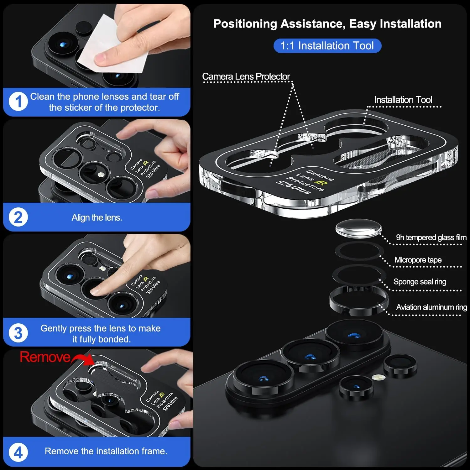 Premium Tempered Glass Camera Lens Screen Protector