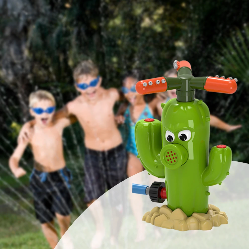 Outdoor Water Sprinkler Cartoon Cactus Swing Rotating Sprinkler Cute Spinning Water Spray Garden Lawn Watering Irrigation Toys