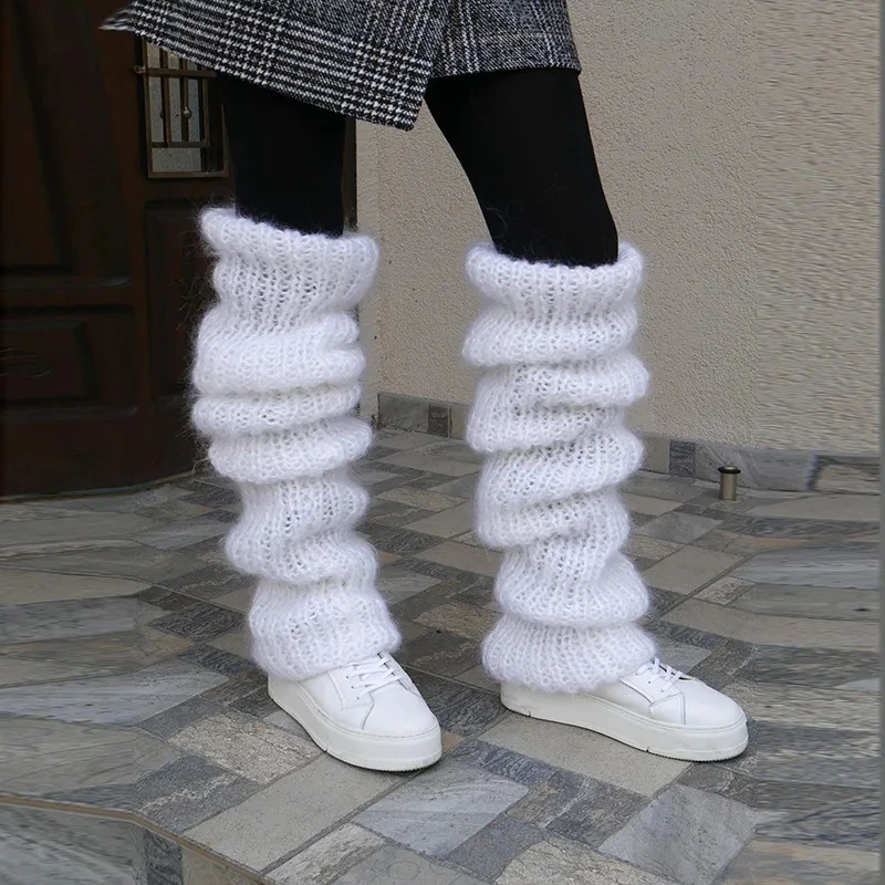 Over Knee Y2K Leg Warmers Korean Lolita Girls' LONG Socks Pile Up Socks Foot Warming Cover Solid Color Thermal Furry Stockings
