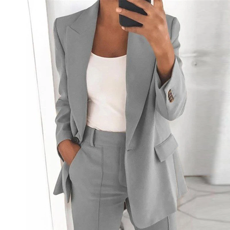 

Women Coat Solid Slim Overcoat Female Jacket Office Coat Ladies Outwear Casual Lapel Collar Slim Cardigan Elegant Suit Jacket