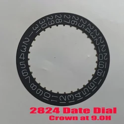 Black Date Wheel Dial for Automatic Mechanical Movement, Crown at 3.0, Day Date at 3.0/6.0/9.0H (A6 9.0H)