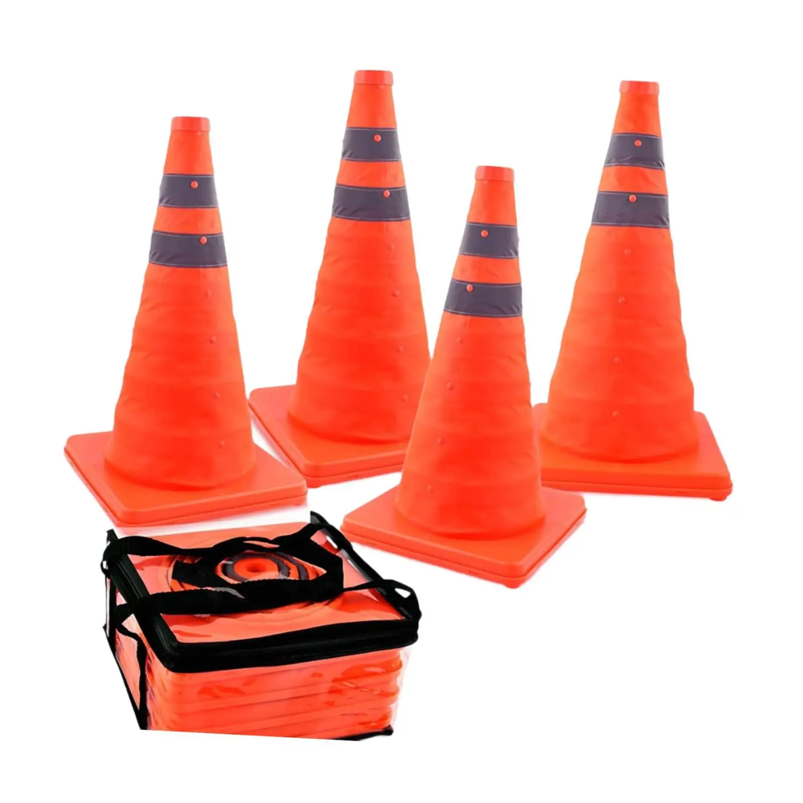 18inch Telescopic Reflective Traffic Cones Pop up Cone Multipurpose Orange 4Pcs