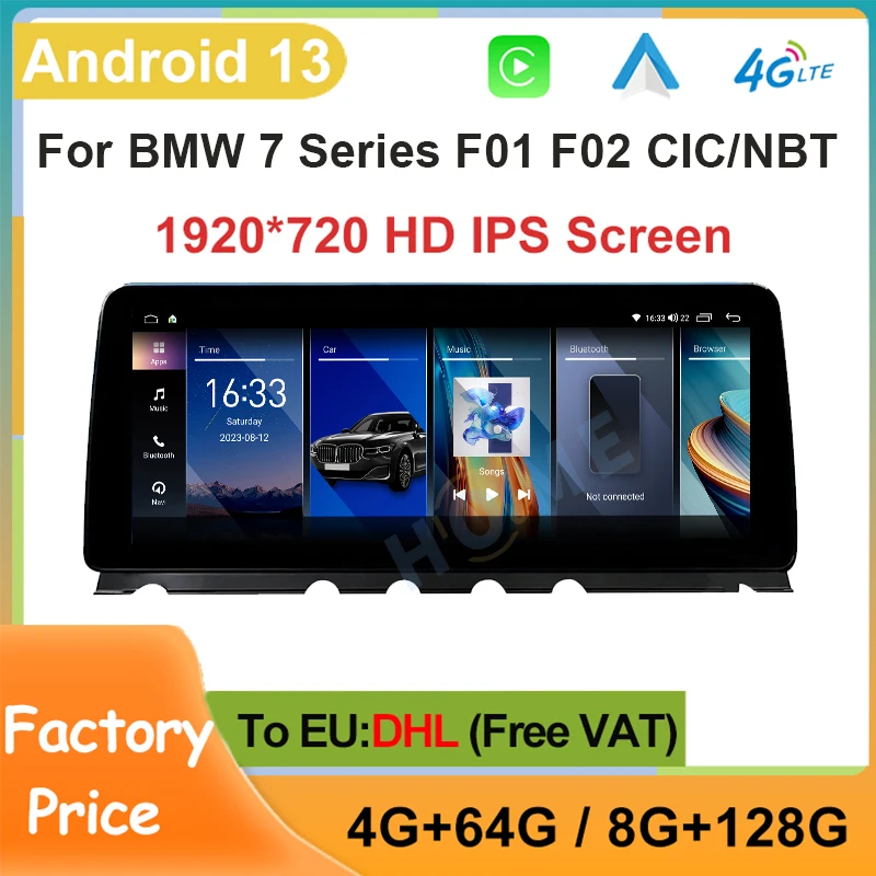 

10.25" 12.5" 8G+128G Android13 MTK7862 For BMW 7 Series F01 F02 Car Central Multimedia Carplay Video Player GPS Navigation WIFI