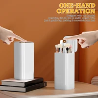 Automatic Lifting Makeup Brushes Holder Lipstick Eyebrow Pencil Holder With Lid Dust Proof 4 Slots Cosmetic Brush Organizer 1