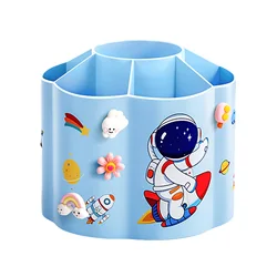360° Rotating Desk Organizer with Large Capacity and Versatile Storage (Style3 Blue)