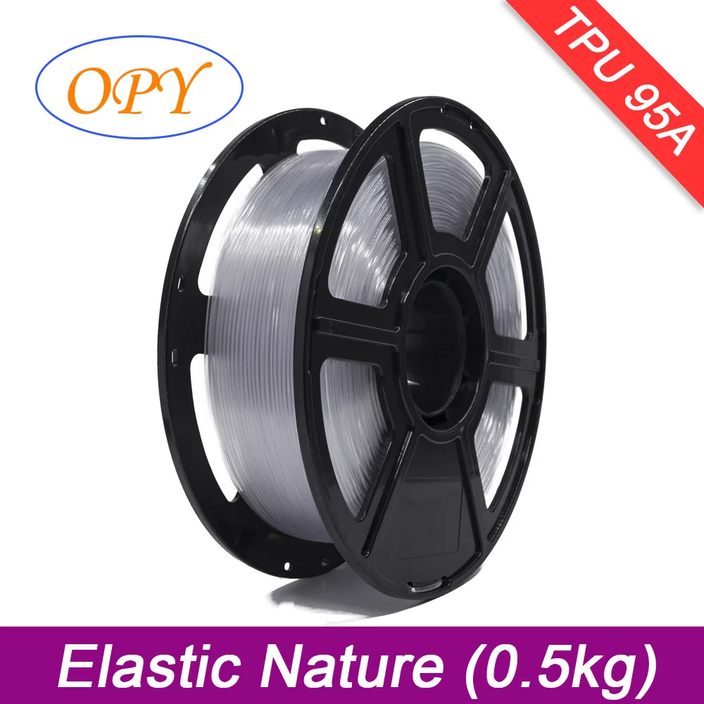 Elastic Flexible TPU 3D Printer Filament TPU95A 1.75mm 1kg 500g 10M 100G Soft Filament 3D Printing Plastic Material Black Nature