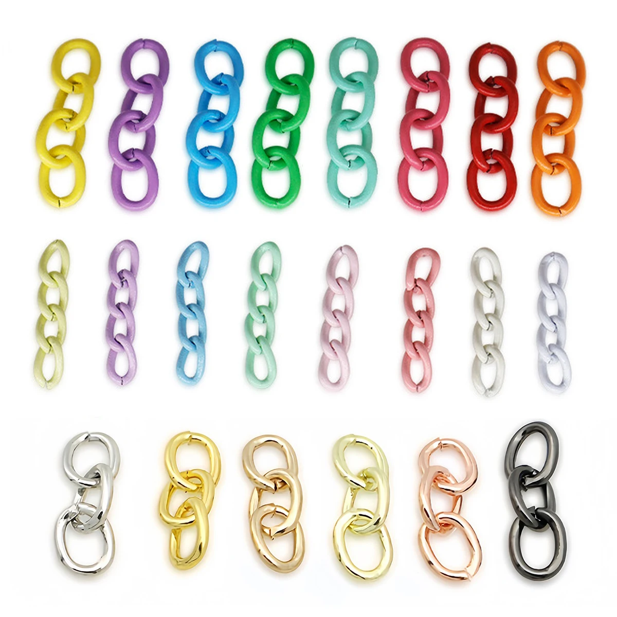 50pcs 21/27mm Colorful Keyring Extension Chain Tail Keychain Chain ...