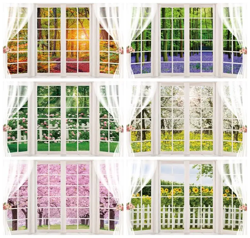 Laeacco-Spring-Window-Scenery-Photography-Backdrop-White-Windowsill ...