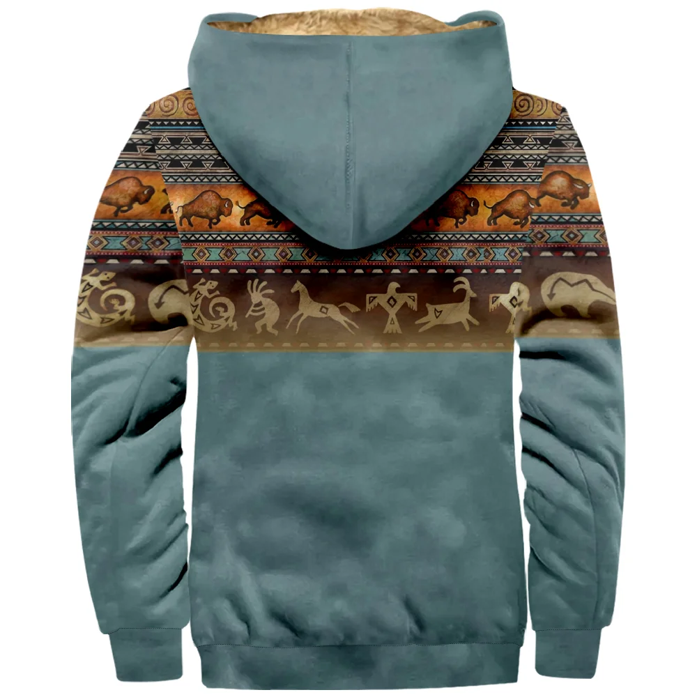 Graphic Tribal Daily Classic Casual Hoodie Men's Women's 3D Print Zip Sweatshirt Stand Collar Coat Winter Clothes sweatshirt jacket