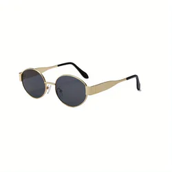 Trendy Unisex Oval Metal Frame Sunglasses Classic Shades (TY1096-grey)