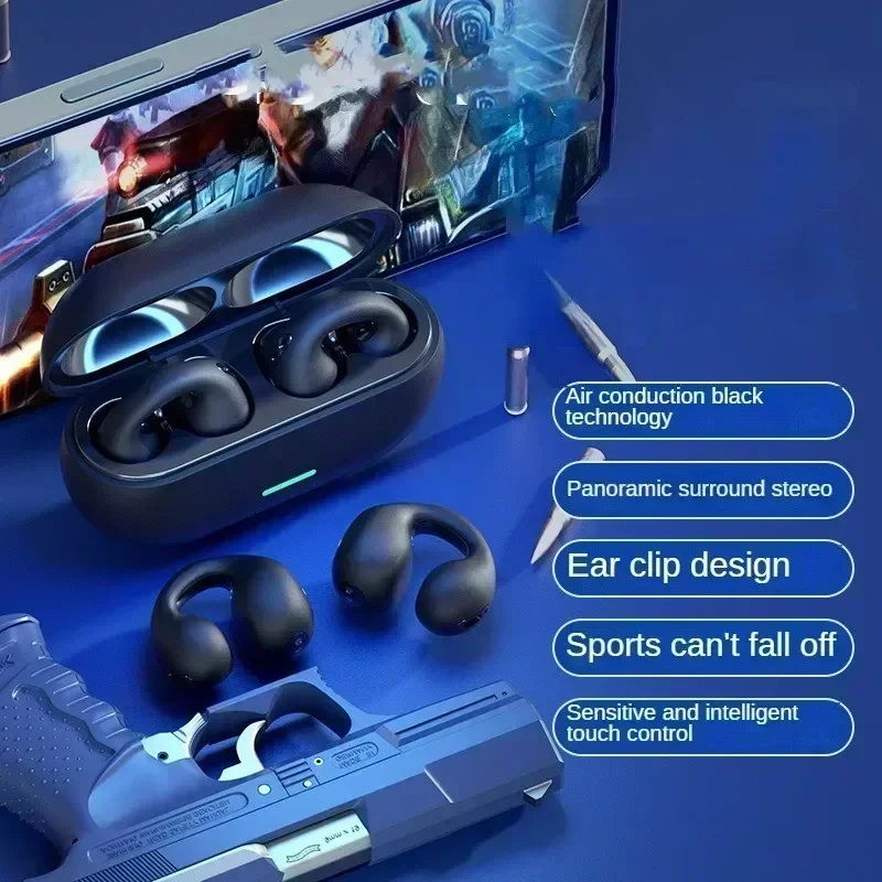 Bluetooth wireless headphones 5.3 Ear clip-on music cancelling HD sports gaming
