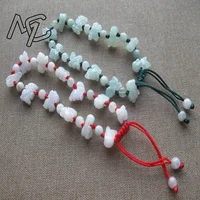 Customized Natural Emerald Chinese Zodiac Beads Knotted Bracelet Adjustable Bangle Jewellery Accessories DIY Hand-Carved Amulet