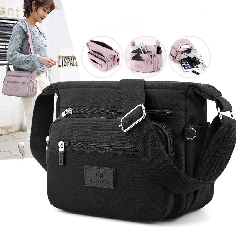 Nylon Shoulder Bag Women Waterproof Crossbody Bag Multi-pocket Handbag  Large Capacity Messenger Bag Travel Oxford Bags - AliExpress