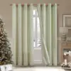 JINCHAN 2PCS Linen Curtains For Living Room Bedroom Ticking Striped Window Treatment Light Filtering Drapes Grommet Top Curtain 1