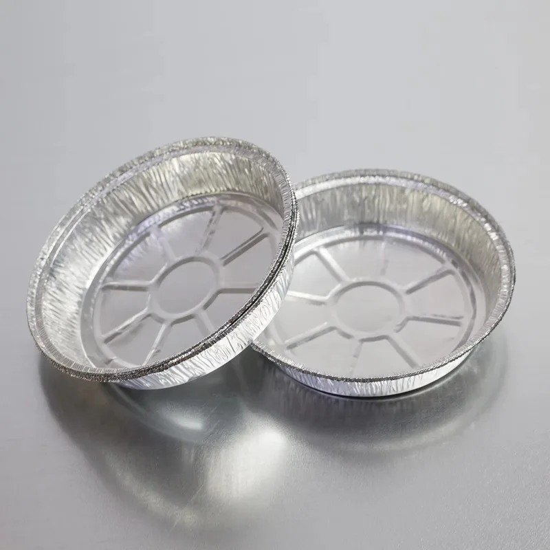 Aluminum Pans 7 8 9 10 Inch Round Pizza Pan Baking Tray Aluminium Foil Food Containers With Lid 50Pc