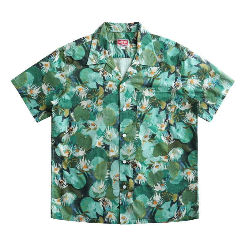 Sauce Zhan  Aloha Shirt Hawaiian Shirt Summer Mens Shirts Beach Casual Breathable Pure Cotton loose fit 5