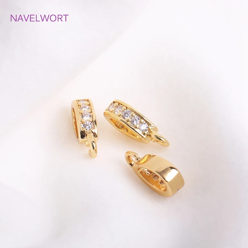 18K Gold Plated Hinged Pendant Enhancer For Necklace Making Supplies Inlaid  Zircon Pendant Bail Clasp DIY Jewelry Accessories - AliExpress