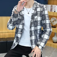 High Quality New Fashion Korean Version Small Suit Male Teenagers Knit Flow Suger Casual Coat Slim Fashion Single Top  Blazer 2
