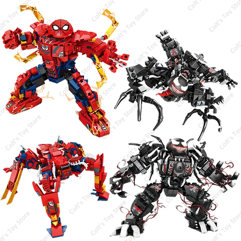 

Disney Spider-Man Marvel Avengers Building Blocks Superhero Spiderman Armor Venom Mecha Figures Assembly Model Bricks Kids Toys