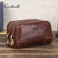 Genuine Leather Men Travel Cosmetic Bag Password Designer Portsble Toiletries Kit Organizer Makeup Wash Pouch Large Capacity 1