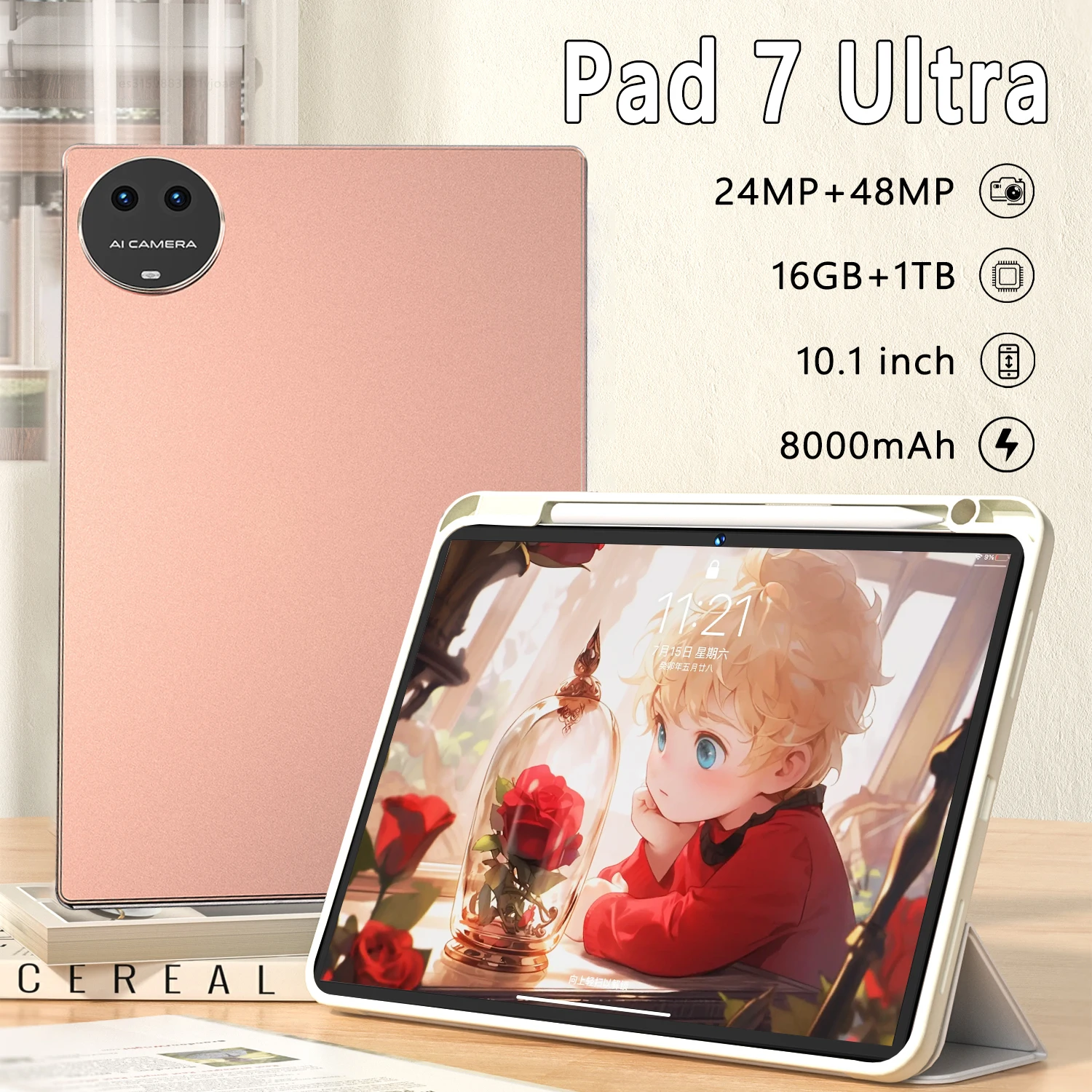 

2024 Pad 7 ultra Tablet Android 13.0 PC 10.1 inch 16GB RAM 1TB ROM Tablet 16MP 32MP 8000mAh 10Core WIFI Bluetooth Network Tablet