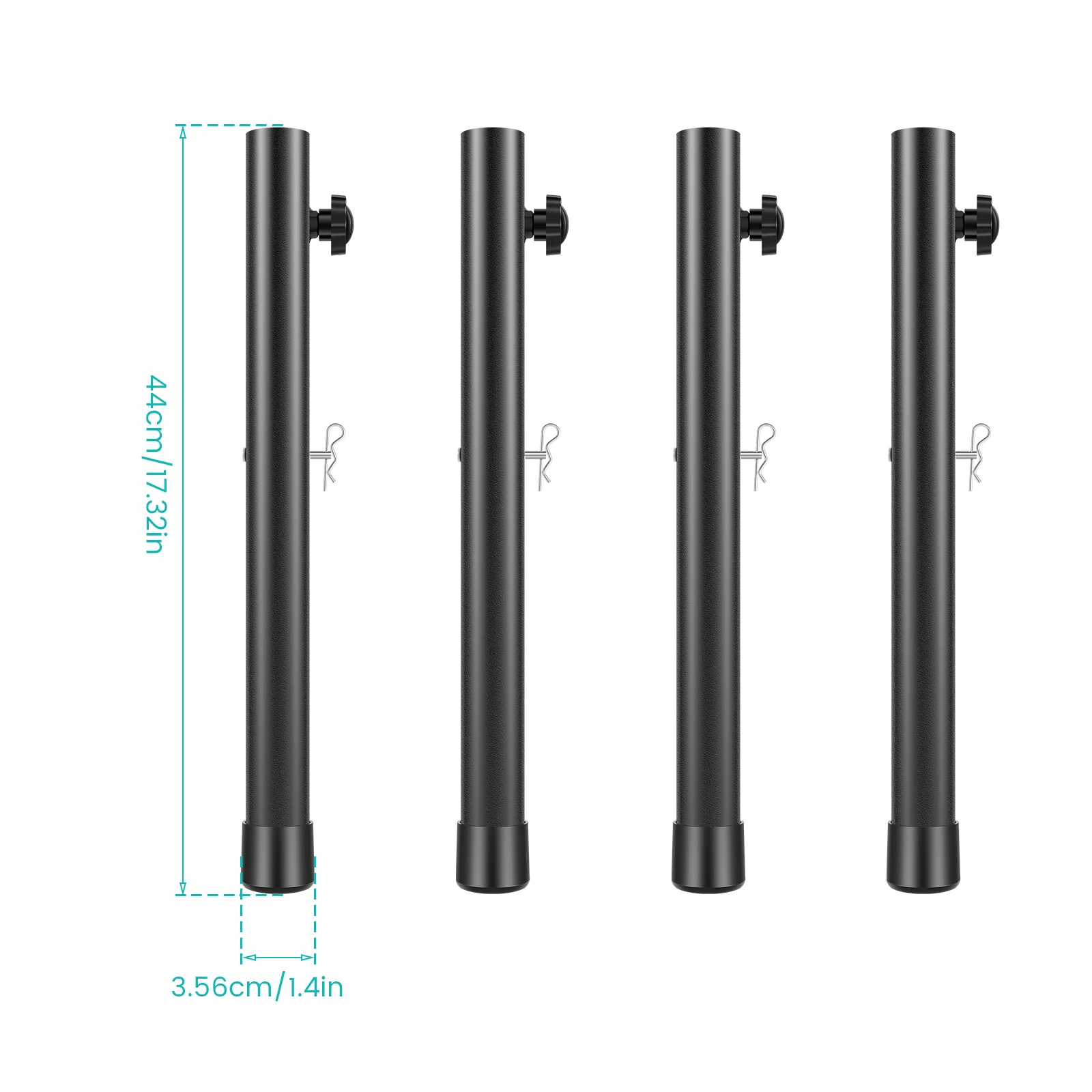 Adjustable Steel Table Leg Extenders with Fixing Bolts - Set of 4, Heavy Duty Furniture Risers