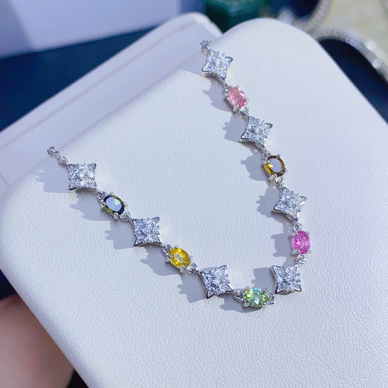 

Женский позолоченный браслет с натуральным турмалином, серебро 925 пробы