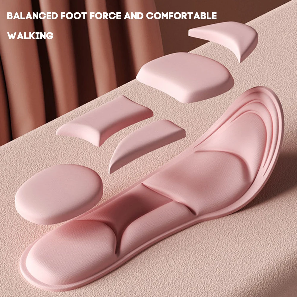 Sapato de espuma de memória 5D para mulheres e homens, cuidados com os pés, palmilhas ortopédicas de suporte para arco, palmilhas esportivas respiráveis para corrida_voghion.com