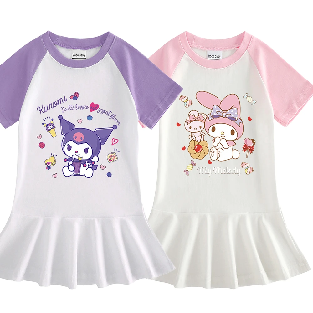 

Sanrios Kuromi My Melody Children's Dress Cartoon Pair of Dresses Children's Girls Birthday Gift Girls Dresses Baby GirlClothing