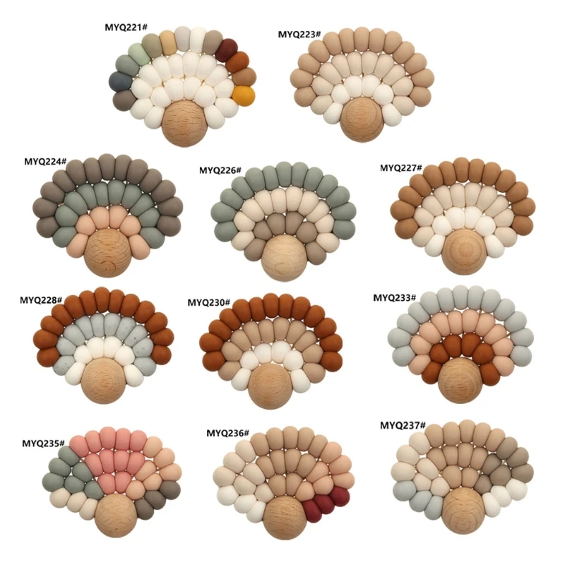 

Handhold Shape Silicone Beads Safe Teether Round Baby Teething Beads DIY Chewable Colorful Teething for Infant