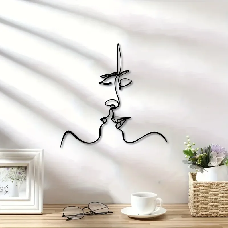 1pc Kiss Me At Midnight, Romantic Gifts, Kiss Metal Wall Art, Kissing Couple Metal Wall Decoration, Valentines Gifts For Her