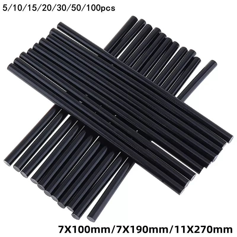 5/10/20/30/50/100pcs Black Hot Melt Glue Sticks Adhesive DIY Tools for Hot Melt Glue Repair Alloy Kitchen Cabinet Storage 20 30 50mm transparent double sided tape nano adhesive tape no trace reusable tape glue sticker for car kitchen bathroom tapes