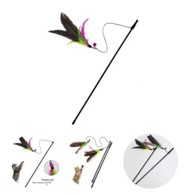 Funny Kitten Toys Cat Teaser Interactive Toy Rod with Bell and Feather Toys for Cats Teaser Interactive Toy Rod Cats Gatos Stick 4