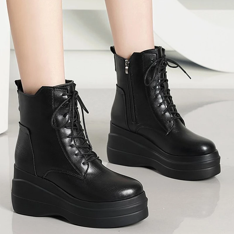 

Women Boots Keep Warm Plush Boots Ladies Platform Women's Boots Lace-Up Shoes Woman Casual Fur Botas Mujer Winter Footwear