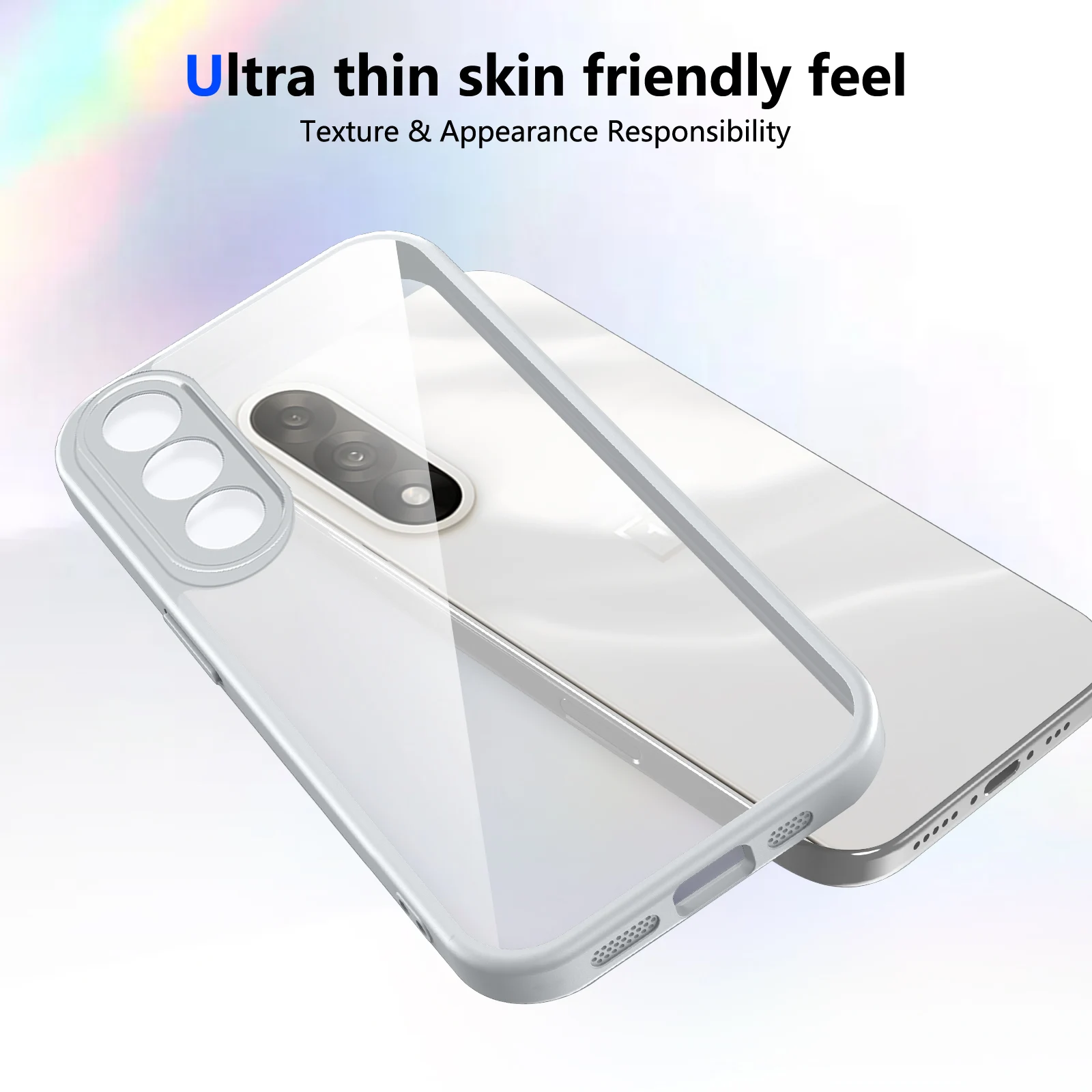 Shockproof Silicone TPU Bumper with Clear Back Hard Phone Case