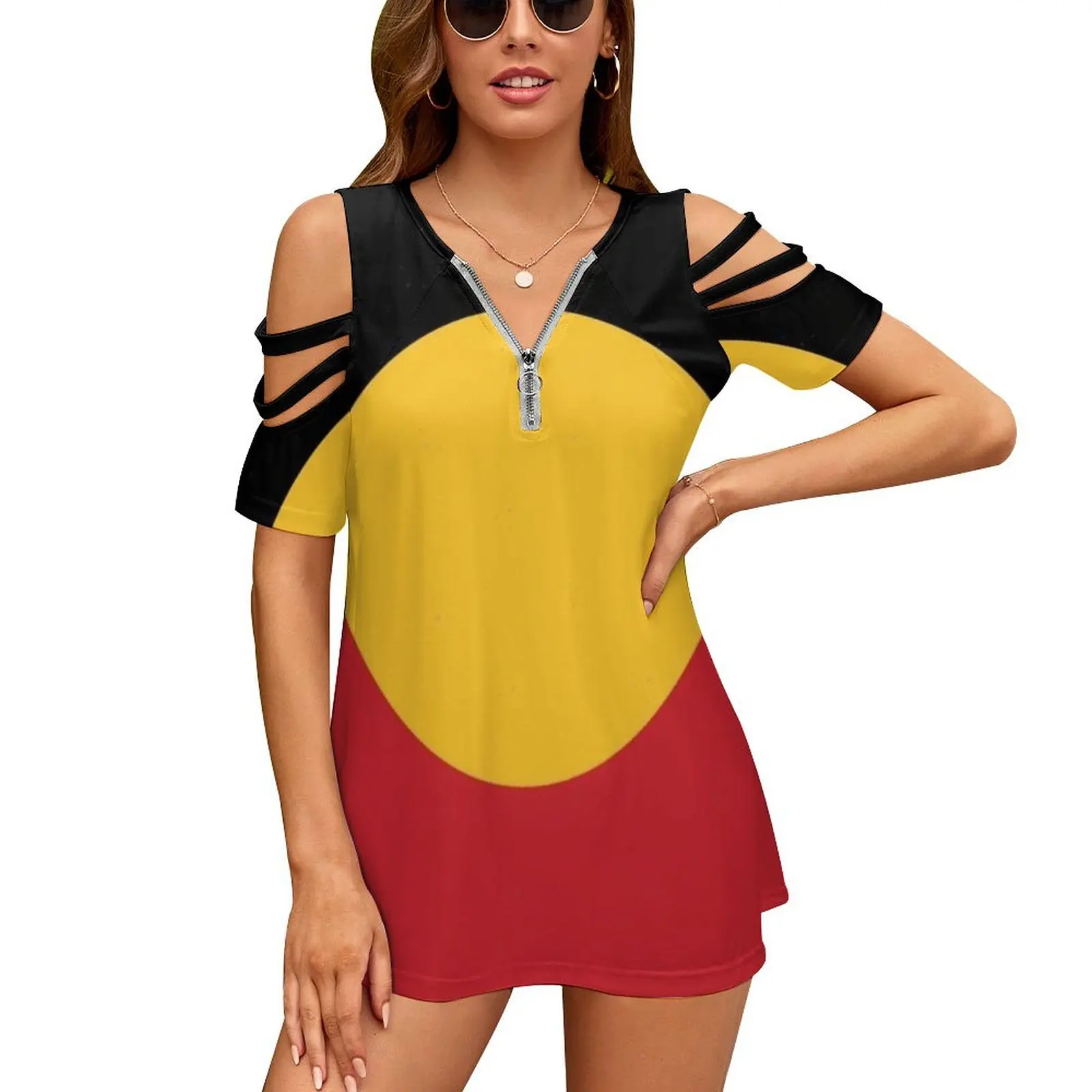 Australian Aboriginal Flag 9 Women's Tshirt Summer Fashion Print