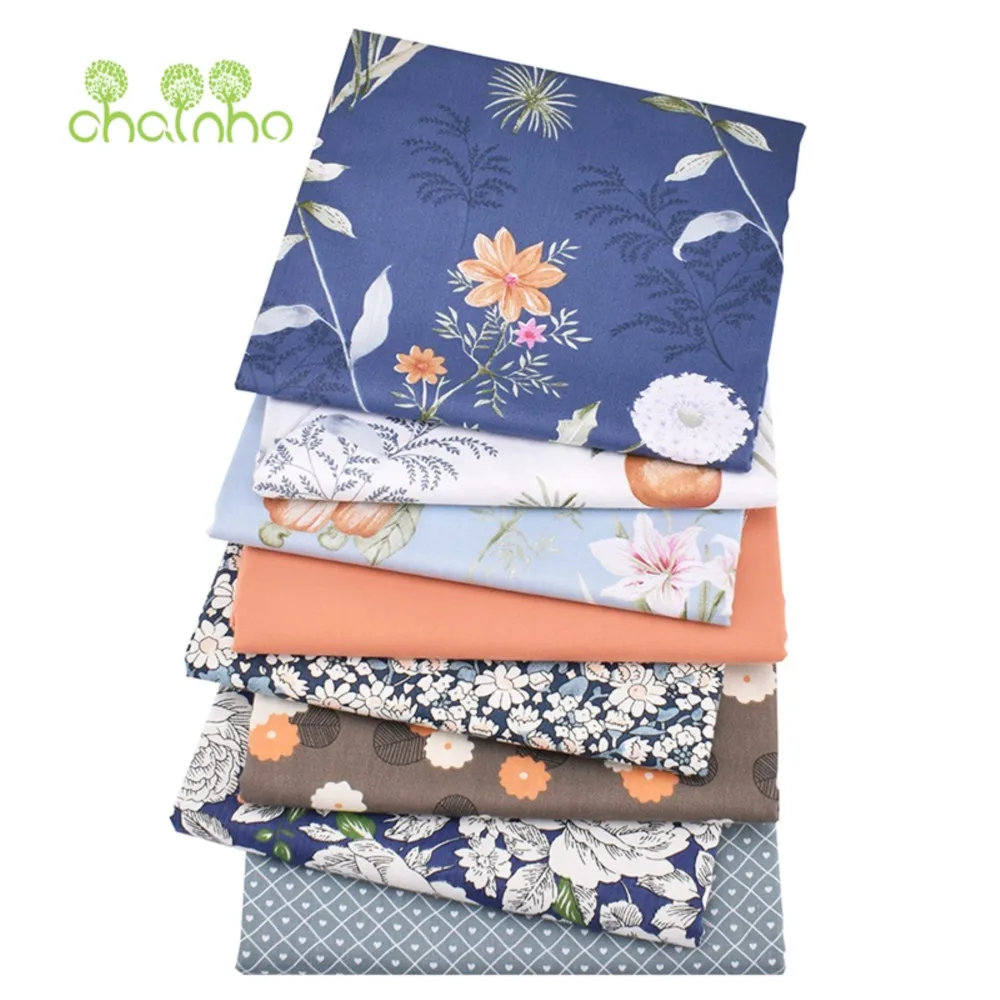 Chainho,Printed Twill Weave Cotton Fabric,DIY Quilting Sewing Material,Patchwork Cloth,8 Designs Floral Series,2 Sizes,15C115
