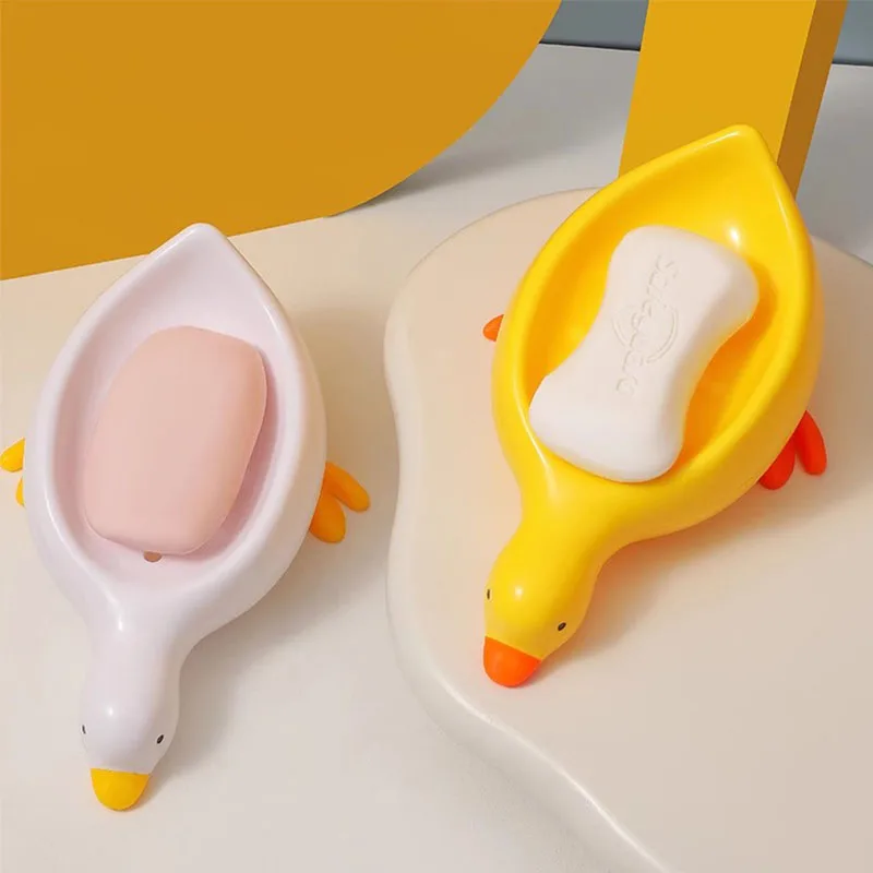 Soap Tray Self-draining Soap Rack Cute Duck-shaped Creative Rack for Shower Bathroom Kitchen Tub Sink Tray Bracket Bathroom soap rack